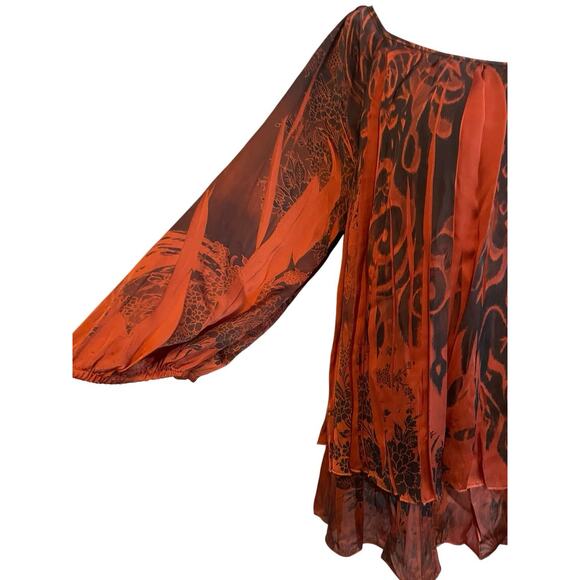 CATO Y2K Boho Blouse Top Womens Size 14 /16W Sinister Whimsgoth Bat Wing Shirt - Picture 3 of 9